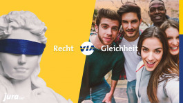 16:9-Konzeptbild zur Viadrina Kampagne mit Justitia und Studierenden – Kampagnen Konzept und Design für Viadrina.
