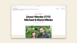 Screenshot eines Artikels über Michael und Maria Mikalo von Studio MIKALO auf der Website „Wir sind Werder“.